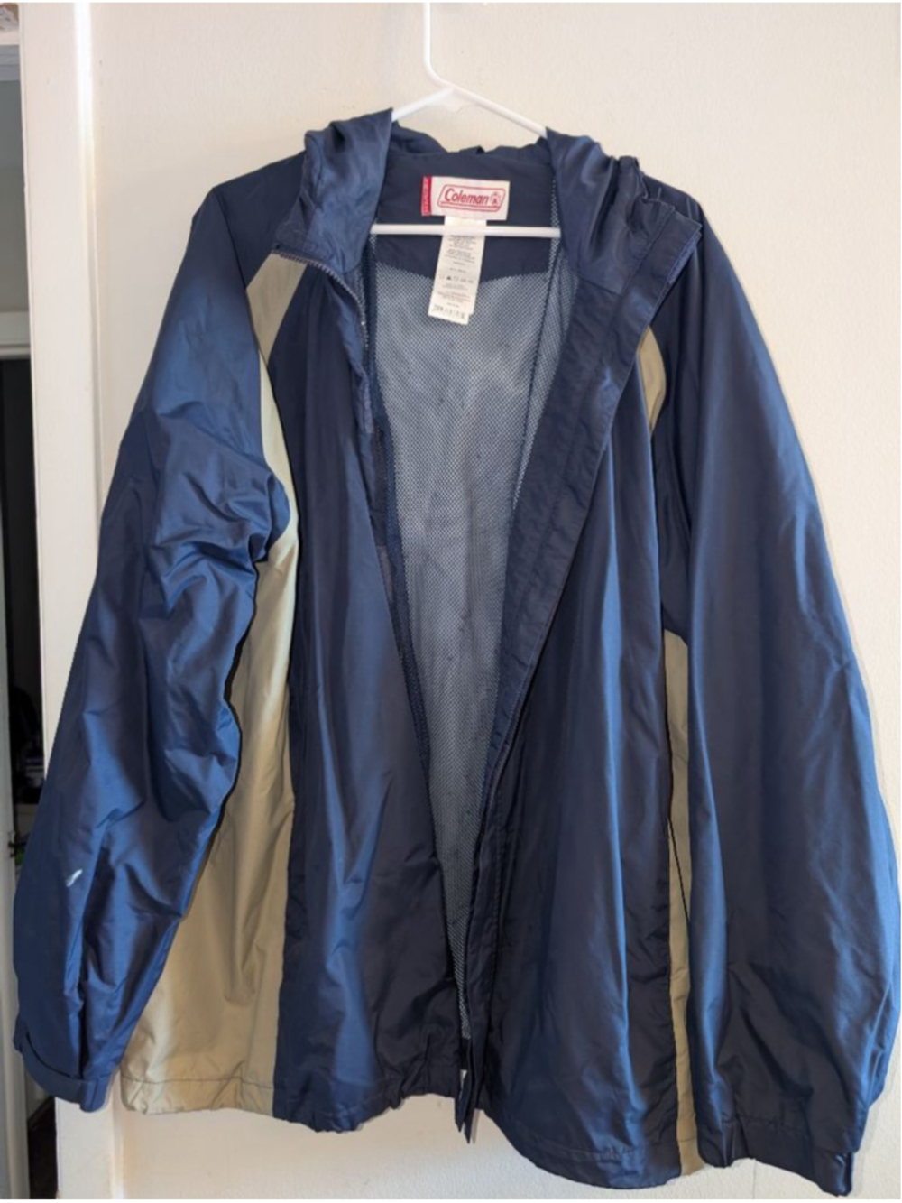 Coleman Windbreaker XXL Navy Blue Tan, Mens
